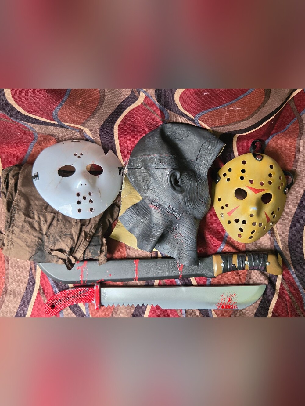 Jason Voorhees Complete Costume Accessory Lot - Friday the 13th Mask & Props